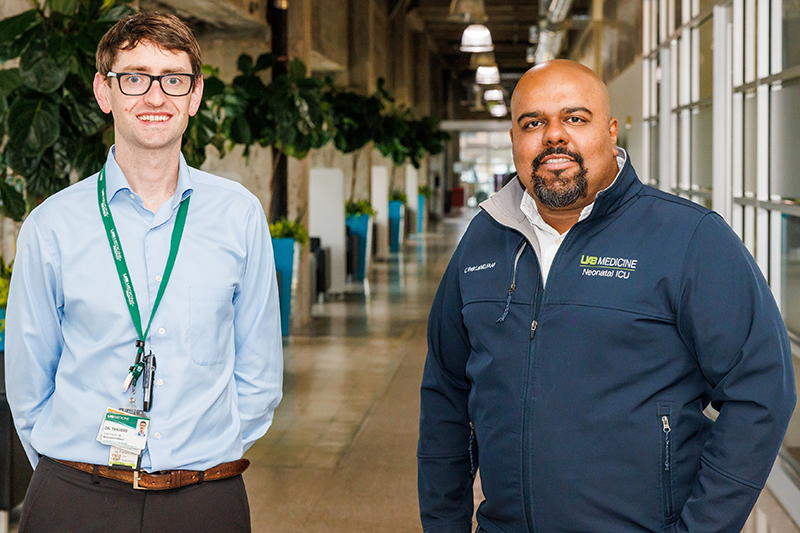Left, Colm Travers, M.D., and right, C. Vivek Lal, M.D., are neonatologists at Children's of Alabama and faculty in the Division of Neonatology in the University of Alabama at Birmingham Department of Pediatrics.